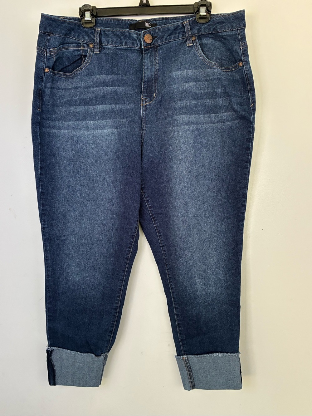 1822 Denim Taylor Dark Blue Cuffed Cropped Skinny Jeans 20S